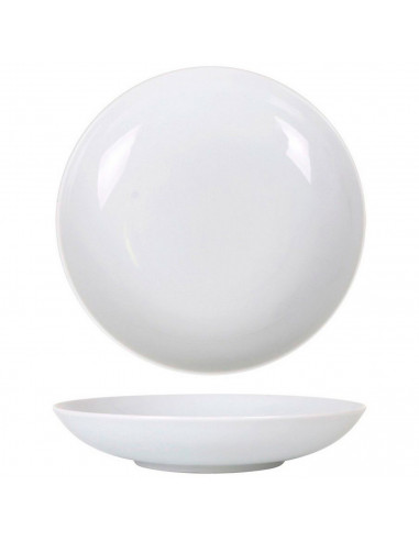 Tradineur - Plato hondo redondo Marina de porcelana, vajilla de cocina, resistente, apto para lavavajillas y microondas (Blanco,