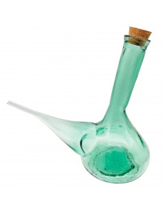 Tradineur - Porrón de vidrio con tapón de corcho, beber vino, diseño tradicional, jarra elegante, resistente, regalo original -