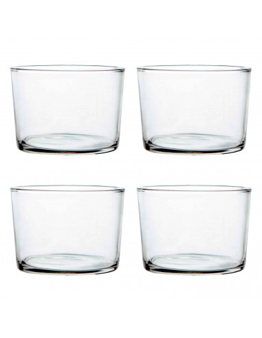 Tradineur - Pack de 4 vasos de cristal, modelo chiquito, servir licores, vino, cerveza, celebraciones, fiestas, aptos para lavav