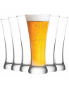 Tradineur - Set de 6 vasos de cristal para cerveza, modelo Sorgun, base gruesa, servir refrescos, licores, agua, aptos para lava