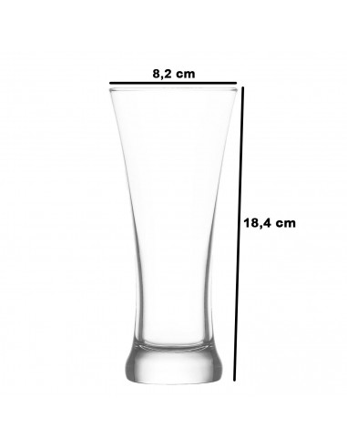 Tradineur - Set de 6 vasos de cristal para cerveza, modelo Sorgun, base gruesa, servir refrescos, licores, agua, aptos para lava