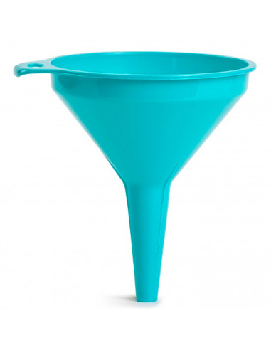 Tradineur - Set de 3 embudos de plástico, llenar botellas, garrafas, incluyen agujeros para colgarlos, resistentes, fabricados e