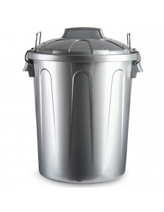 Tradineur - Cubo de basura de plástico, 21 litros, incluye asas metálicas y tapa, contenedor de residuos, papelera, reciclaje, i