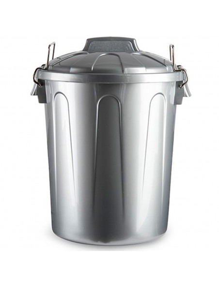 Tradineur - Cubo de basura de plástico, 21 litros, incluye asas metálicas y tapa, contenedor de residuos, papelera, reciclaje, i