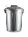 Tradineur - Cubo de basura de plástico, 21 litros, incluye asas metálicas y tapa, contenedor de residuos, papelera, reciclaje, i