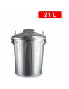 Tradineur - Cubo de basura de plástico, 21 litros, incluye asas metálicas y tapa, contenedor de residuos, papelera, reciclaje, i