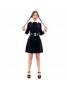 Tradineur - Disfraz de Miércoles Addams para mujer, Strange Girl, incluye vestido y cinturón, fibra sintética, carnaval, Hallowe