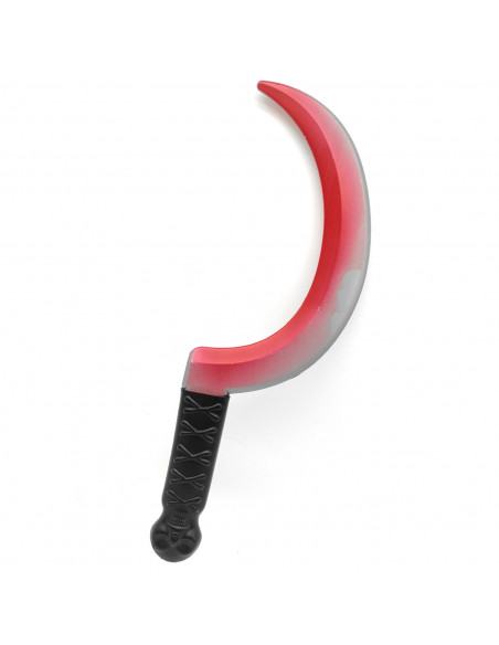 Tradineur - Hoz de plástico, mango decorado con calavera y tibias, complemento para disfraces de asesino, criminal, carnaval, Ha Tradineur - Hoz de plástico, mango decorado con calavera y tibias, complemento para disfraces de asesino, criminal, carnaval, Ha