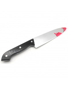 Tradineur - Cuchillo de cocina de plástico, complemento para disfraces de asesino, criminal, carnaval, Halloween, cosplay, 30 cm