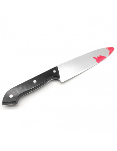 Tradineur - Cuchillo de cocina de plástico, complemento para disfraces de asesino, criminal, carnaval, Halloween, cosplay, 30 cm