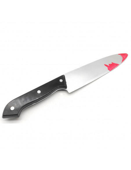 Tradineur - Cuchillo de cocina de plástico, complemento para disfraces de asesino, criminal, carnaval, Halloween, cosplay, 30 cm Tradineur - Cuchillo de cocina de plástico, complemento para disfraces de asesino, criminal, carnaval, Halloween, cosplay, 30 cm