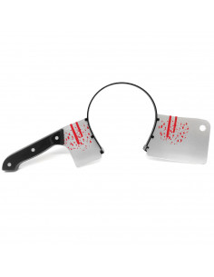 Tradineur - Diadema con cuchillo de plástico, complemento para disfraces de zombie, muerto viviente, carnaval, Halloween, cospla
