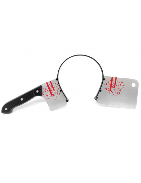 Tradineur - Diadema con cuchillo de plástico, complemento para disfraces de zombie, muerto viviente, carnaval, Halloween, cospla