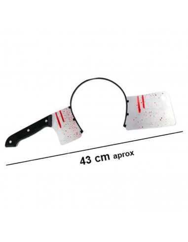 Tradineur - Diadema con cuchillo de plástico, complemento para disfraces de zombie, muerto viviente, carnaval, Halloween, cospla