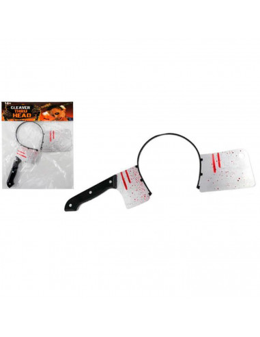 Tradineur - Diadema con cuchillo de plástico, complemento para disfraces de zombie, muerto viviente, carnaval, Halloween, cospla