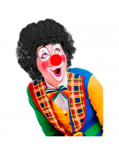 Tradineur - Peluca negra de payaso, fibra sintética, unisex, complemento para disfraz de carnaval, Halloween, cosplay, fiestas d