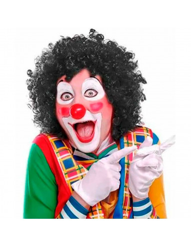 Tradineur - Peluca negra de payaso, fibra sintética, unisex, complemento para disfraz de carnaval, Halloween, cosplay, fiestas d