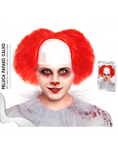 Tradineur - Peluca de payaso calvo, fibra sintética, unisex, complemento para disfraz de carnaval, Halloween, cosplay, fiestas d