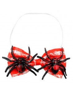 Tradineur - Pajarita con arañas, 100% poliéster, goma elástica, accesorio para disfraz de carnaval, Halloween, cosplay, fiestas