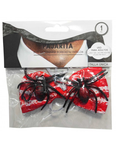 Tradineur - Pajarita con arañas, 100% poliéster, goma elástica, accesorio para disfraz de carnaval, Halloween, cosplay, fiestas