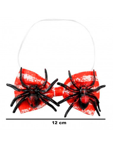 Tradineur - Pajarita con arañas, 100% poliéster, goma elástica, accesorio para disfraz de carnaval, Halloween, cosplay, fiestas