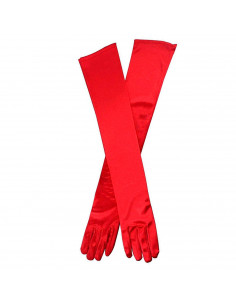 Tradineur - Guantes largos con brillo, 100% poliéster, imitación de satén, complemento para disfraces, carnaval, Halloween, cosp