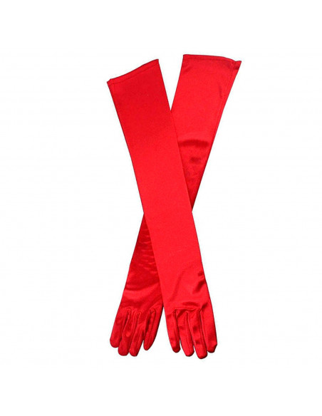 Tradineur - Guantes largos con brillo, 100% poliéster, imitación de satén, complemento para disfraces, carnaval, Halloween, cosp Tradineur - Guantes largos con brillo, 100% poliéster, imitación de satén, complemento para disfraces, carnaval, Halloween, cosp