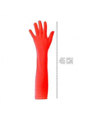 Tradineur - Guantes largos con brillo, 100% poliéster, imitación de satén, complemento para disfraces, carnaval, Halloween, cosp