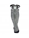 Tradineur - Medias de calavera, rayas negras y blancas, 90% poliéster + 10% licra, complemento para disfraces, carnaval, Hallowe