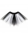 Tradineur - Tutú infantil bicolor, 100% poliéster, complemento para disfraces de carnaval, Halloween, cosplay, niñas (Blanco y n