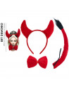 Tradineur - Set de demonio, diablesa, incluye diadema, pajarita y cola, complementos de disfraces, carnaval, Halloween, cosplay,