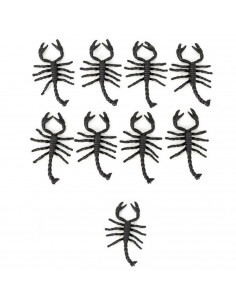 Tradineur - Pack de 9 escorpiones para Halloween, plástico, decoración de interior, fiestas, celebraciones (Negro - 7 cm)