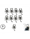 Tradineur - Pack de 9 escorpiones para Halloween, plástico, decoración de interior, fiestas, celebraciones (Negro - 7 cm)