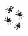 Tradineur - Pack de 4 arañas para Halloween, plástico, decoración de interior, fiestas, celebraciones (Negro - 6 cm)