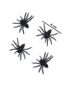 Tradineur - Pack de 4 arañas para Halloween, plástico, decoración de interior, fiestas, celebraciones (Negro - 6 cm)