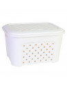 Cesta para ropa con tapa 26 x 43,5 x 33,5 cm, modelo Arianna 23,6 L. Cesto organizador colada con asas, lavandería (Blanco)