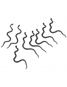 Tradineur - Pack de 8 serpientes para Halloween, plástico, decoración de interior, fiestas, celebraciones (Negro - 11 cm)
