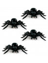 Tradineur - Pack de 4 arañas de Halloween, plástico, decoración de interior, fiestas, celebraciones (Negro - 11 cm)