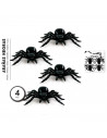 Tradineur - Pack de 4 arañas de Halloween, plástico, decoración de interior, fiestas, celebraciones (Negro - 11 cm)