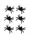 Tradineur - Pack de 6 arañas con glitter para Halloween, plástico, decoración de interior, fiestas, celebraciones (Negro - 7 cm)