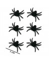 Tradineur - Pack de 6 arañas con glitter para Halloween, plástico, decoración de interior, fiestas, celebraciones (Negro - 7 cm)