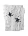 Tradineur - Telaraña con 2 arañas para Halloween, poliéster y plástico, tela de araña, decoración de interior, fiestas, celebrac