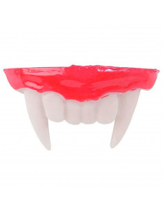 Tradineur - Dentadura de vampiro, resina, colmillos de vampiresa, Drácula, complemento para disfraces de carnaval, Halloween, co