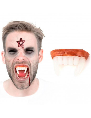 Tradineur - Dentadura de vampiro, resina, colmillos de vampiresa, Drácula, complemento para disfraces de carnaval, Halloween, co