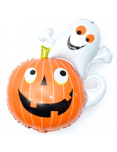 Tradineur - Globo de calabaza y fantasma, hinchable con helio, plástico, decoración de interior, carnaval, Halloween, fiestas, 8