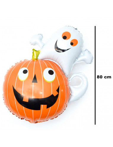 Tradineur - Globo de calabaza y fantasma, hinchable con helio, plástico, decoración de interior, carnaval, Halloween, fiestas, 8