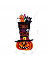 Tradineur - Colgante de calabaza Trick or Treat, cartón, decoración de interior, pared, carnaval, Halloween, fiestas, 40 x 22 cm