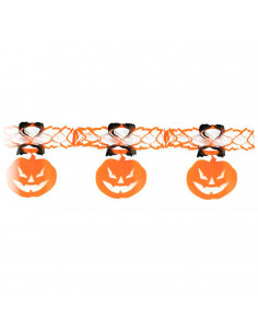 Tradineur - Guirnalda de calabazas de papel, decoración de interior, pared, carnaval, Halloween, fiestas - 2,4 metros