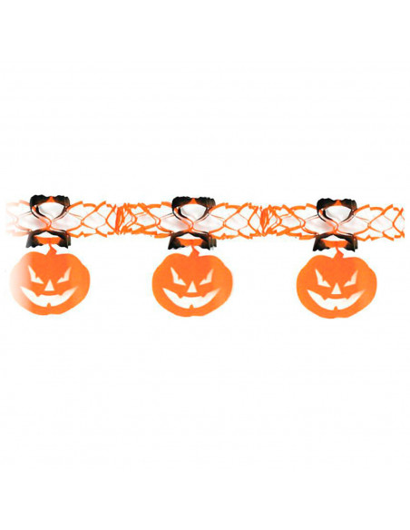 Tradineur - Guirnalda de calabazas de papel, decoración de interior, pared, carnaval, Halloween, fiestas - 2,4 metros Tradineur - Guirnalda de calabazas de papel, decoración de interior, pared, carnaval, Halloween, fiestas - 2,4 metros