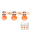 Tradineur - Guirnalda de calabazas de papel, decoración de interior, pared, carnaval, Halloween, fiestas - 2,4 metros
